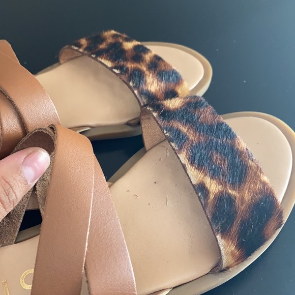 OFFICE GIRL Cheetah Print Brown Metallic Strap Sandals Size 36 - Picture 9 of 12